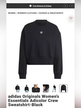 Black Adidas Originals Essentials Adicolor Crew Sweatshirt